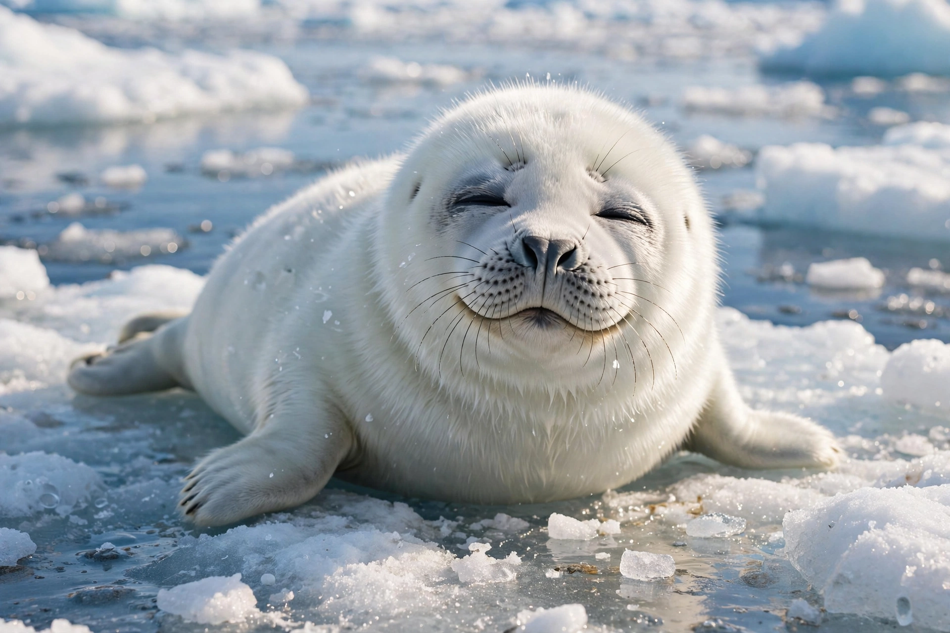 Squeezy-Eyed Seal Pup Finds Sunbeam
